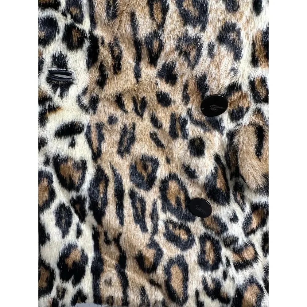FREE PEOPLE Womens Leopard Print Faux Fur Kate Oversized Jacket Coat Size XS